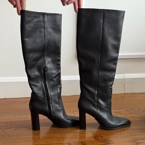Zara Black Knee High Heeled Boots